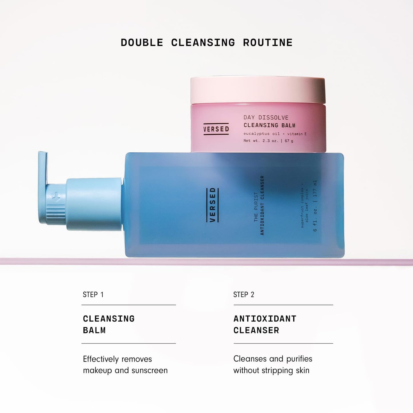 Versed Day Dissolve Cleansing Balm - Makeup Melting Balm Infused with Vitamin E + Eucalyptus Oil to Calm Skin - Oil Based Double Cleanser with Avocado + Jojoba (2.3 oz)