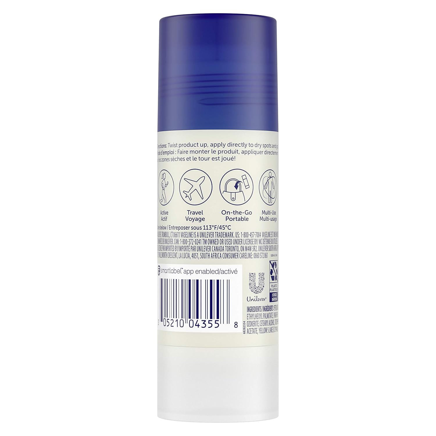 Vaseline All-Over Body Balm Stick 3-Pack – Non-Greasy Fragrance-Free Moisturizer, Travel-Size Lotion, 1.4 Oz Ea