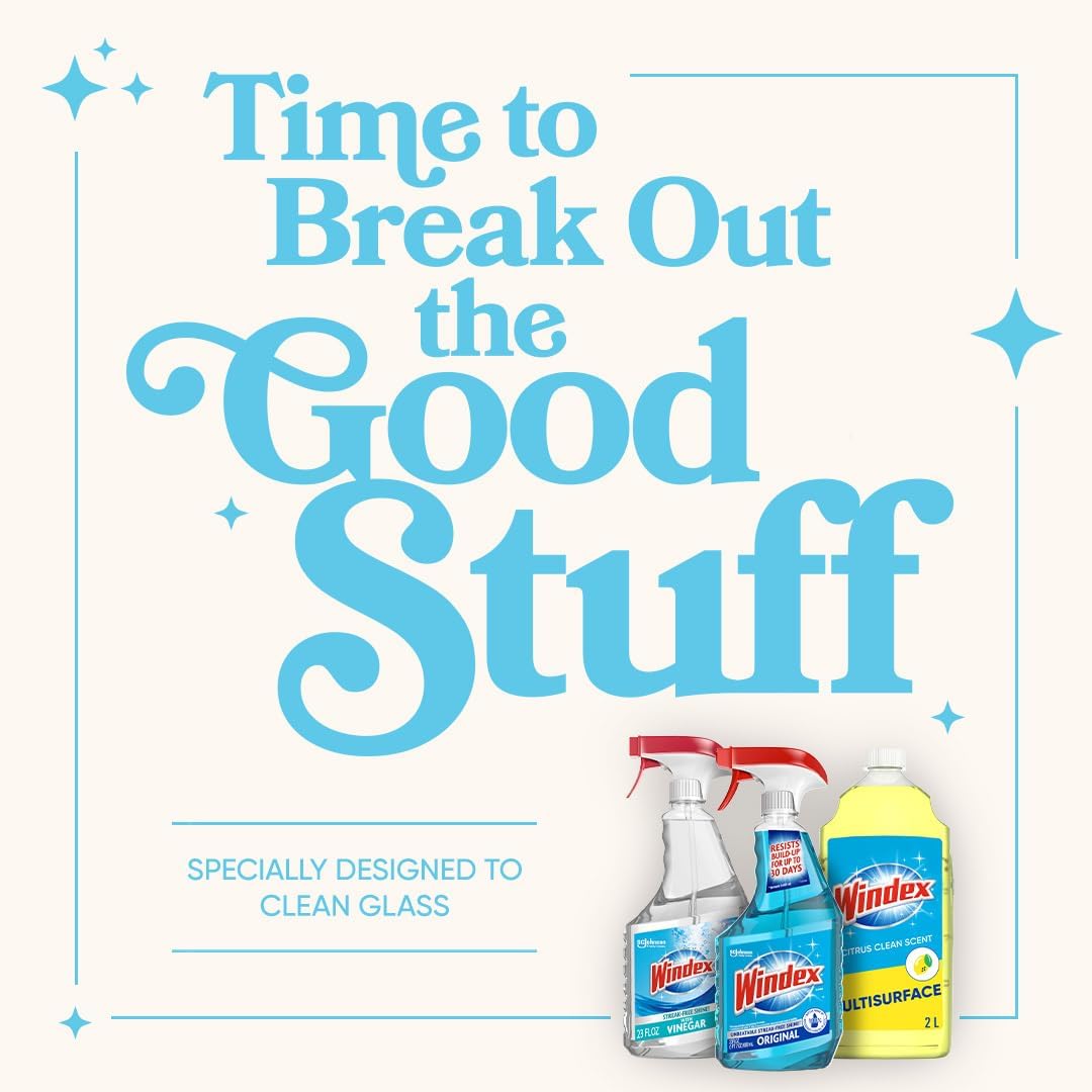 Windex Glass and Window Cleaner Spray Bottle, Bottle Made from 100% Recycled Plastic, Surface Cleaning Spray, Original Blue Scent, 23 Fl Oz (Pack of 2)