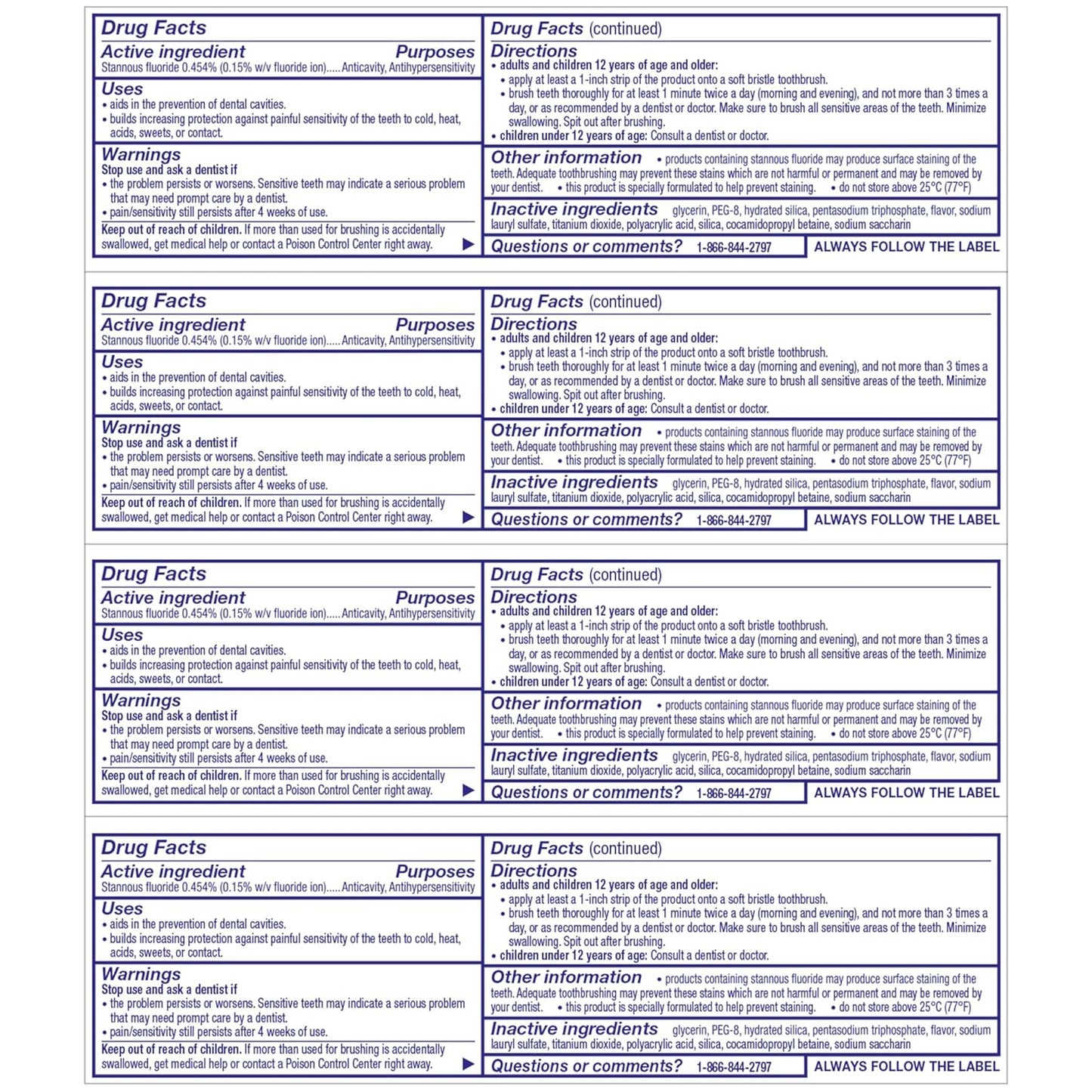 Sensodyne Repair and Protect Whitening Toothpaste, Toothpaste for Sensitive Teeth and Cavity Prevention, 3.4 oz (Pack of 4)