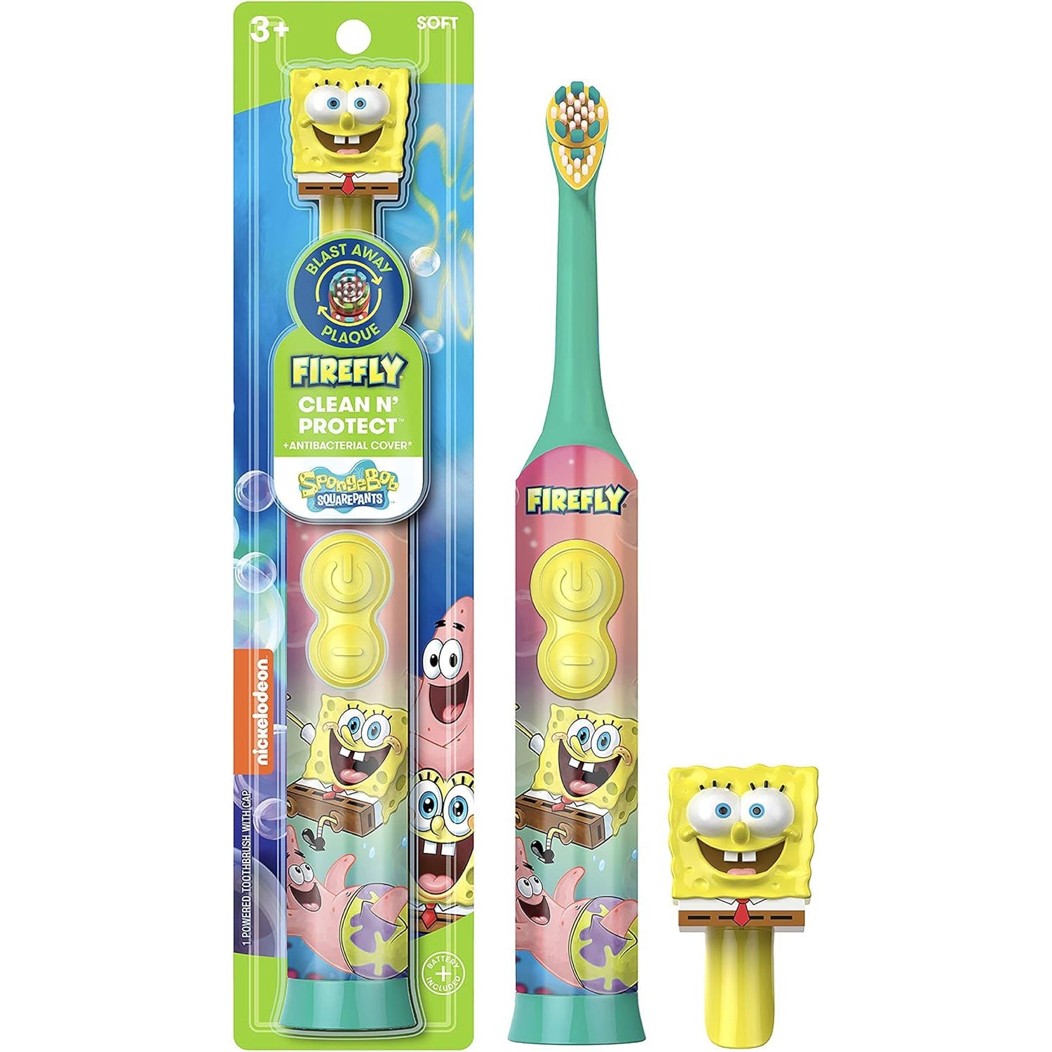 Firefly Clean N' Protect Spongebob Power Toothbrush, 1 Count(Pack of 1)